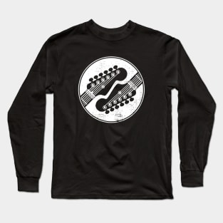 Electric Guitar Headstock Circle Dark Theme Long Sleeve T-Shirt